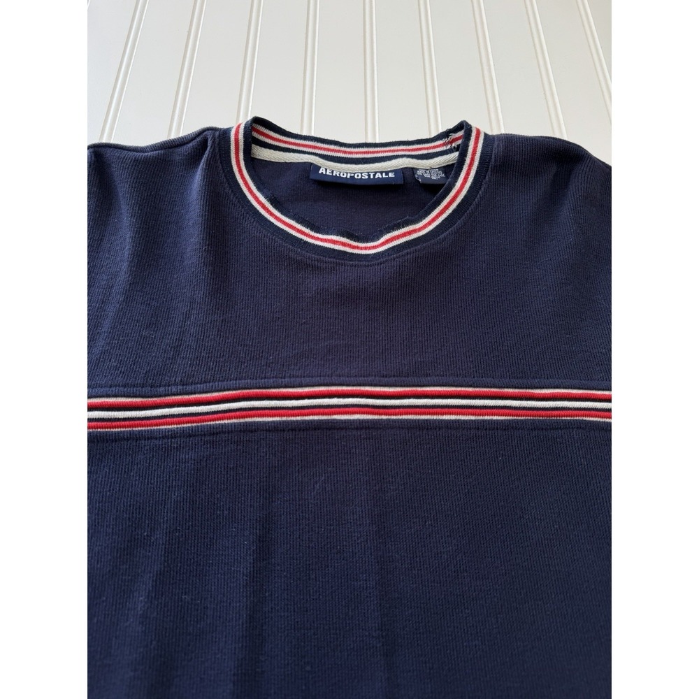 Aeropostale‎ Men's Pullover Sweater XL Navy Striped Cotton 90s Y2K